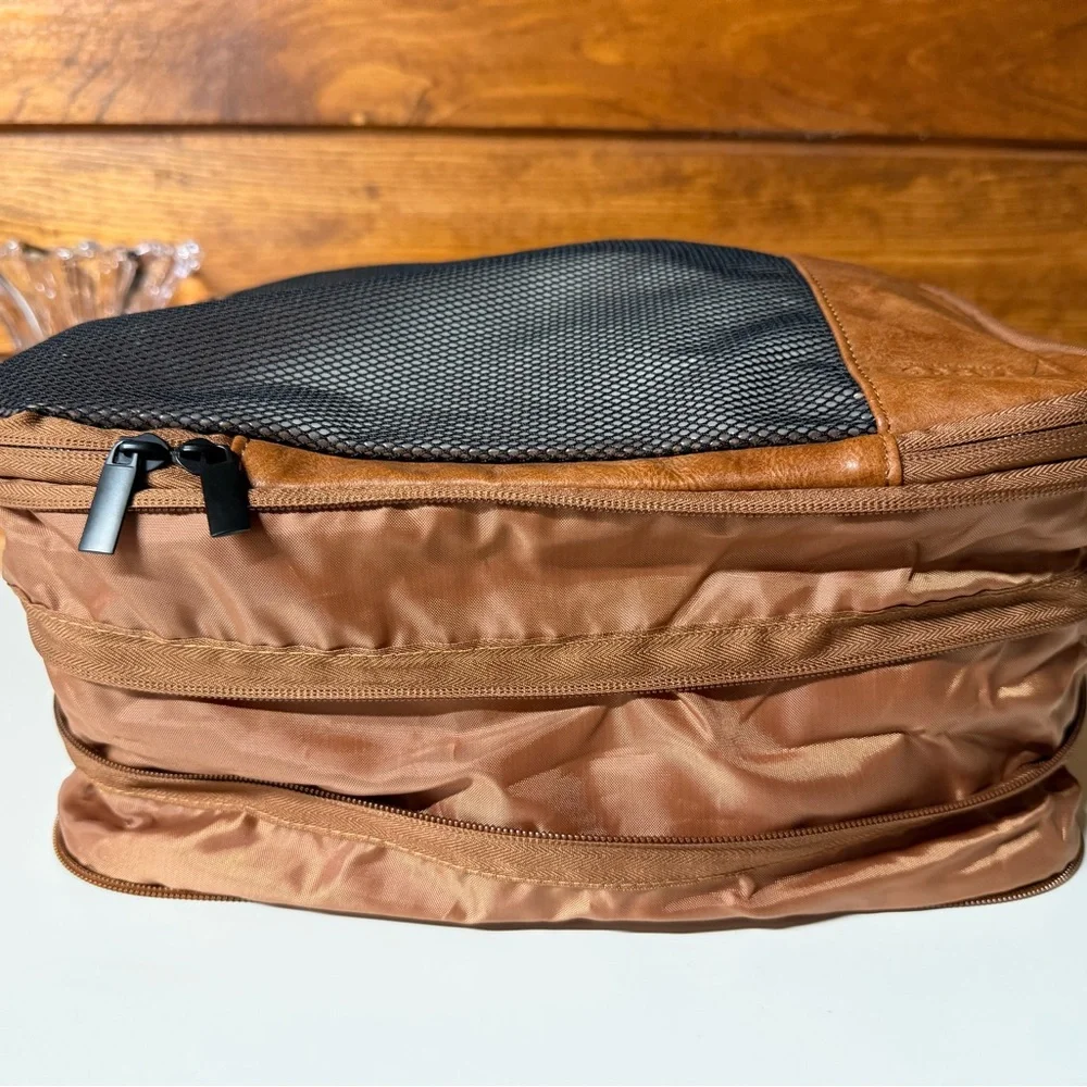 Brown and Black Faux Leather Packing Cube